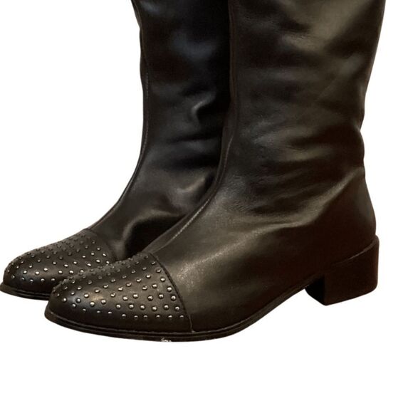 Twiggy London studded knee high boots 8 back zipper - Picture 7 of 13